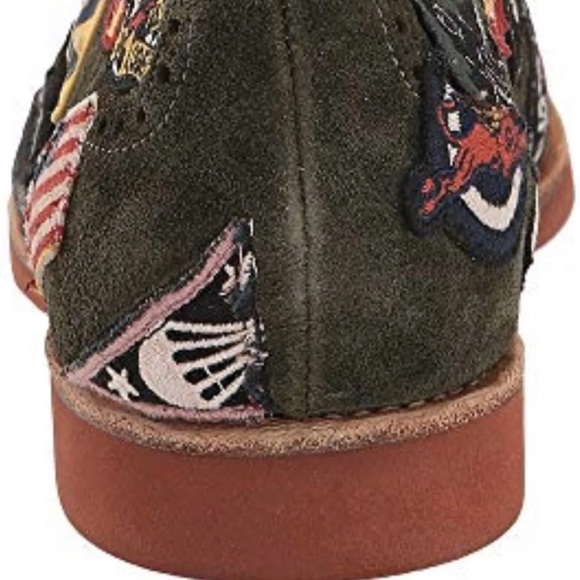 🪖POLO RALPH LAUREN Rhett Suede Leather Wingtip Patchwork Shoe - Picture 4 of 4